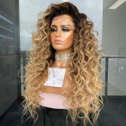 Ombre Blonde Highlight Lace Front Wigs Pre Plucked Brazilian Remy Full Frontal Lace Human Hair Wigs for Black Women