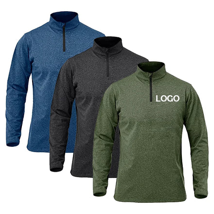 Fitness Running Clothing Sports Workout Running Long Sleeve Slim Fit T-shirts Men Athletic Breathable Tshirts With Zip up