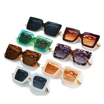 Newest Personality Chain Flat Mirror Large Square Vintage Autumn Ladies Men Sunglasses Fashion Colorful Frame Sunglasses