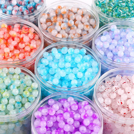 8mm Summer Colorful Jelly Crystal Loose Beads 50pcs/pack Round Glass Beads for DIY Jewelry Making Accessories
