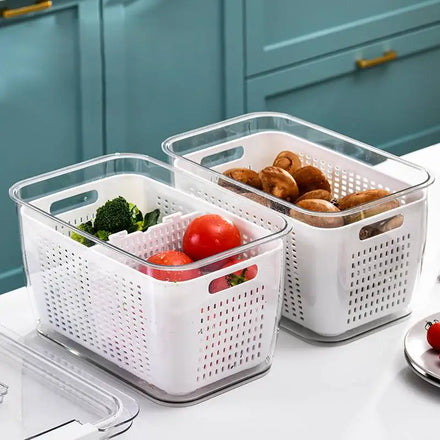 Fresh Vegetable Fruit Storage Containers Bins Refrigerator Storage Organizer Keep Vegetables Fresh With Drain Basket