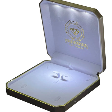 Luxury LED Octagon Square Pattern Velvet Lining Jewelry Box-Jewelry Set Box for Big Necklace Display
