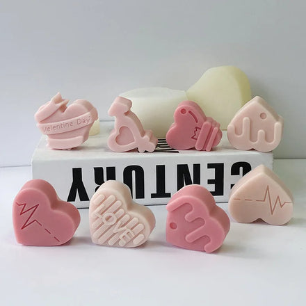 Food Grade Chocolate Mousse Cake Love Heart Silicone Molds 3D Grids Reusable Non-stick Heat Resistant Eco-Friendly Free Candle