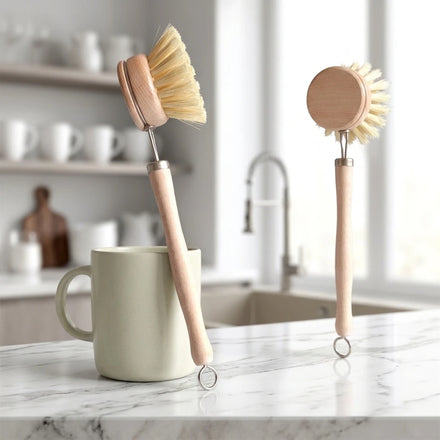 Custom Plant Fiber Bristle Pot Wooden Brush Bamboo Dish Scrub Brush Kitchen Cleaning Brush Dish Scrubber Household Cleaning Tool