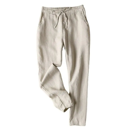 Shinesia OEM Custom Loose Lightweight Mid Waist Casual Pants Essentials Baggy High Quality Linen Cotton Trouser Men's Summer