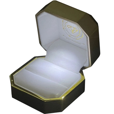 Luxury LED Octagon Ring Box with Square Pattern-Customized Logo