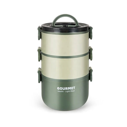 Large Capacity Three-layer 304 Stainless Steel Insulated Lunch Box Portable sealed Round Food Storage School Lunch Box