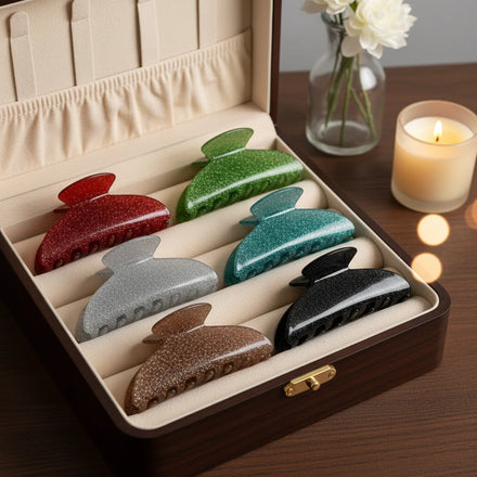 Wholesale Colorful Glitter Shark Cellulose Acetate Hair Clips Fashion Retro Hair Clips Shiny Hair Claw Clips for Women