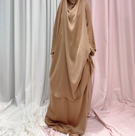 2023 High Quality Muslim Women 2 Piece Jilbab Abaya Large Swing Solid Color Parent-child Gown for Mother Islamic Clothing