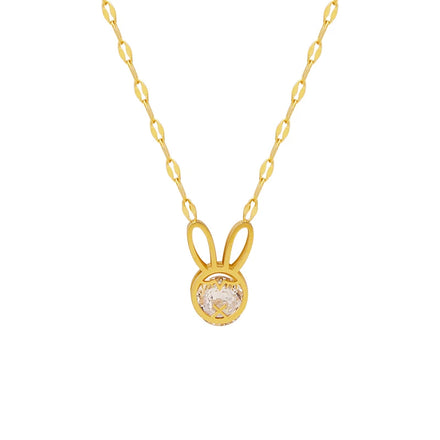 Designer Rabbit Pendant Necklace Zircon Fish Mouth Chain Girl Necklace