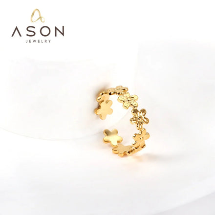 Ason Fashion Jewelry Ladies Ring Custom 18k Gold Plated Silver Ring Unique Flower Shape Ring Wholesale