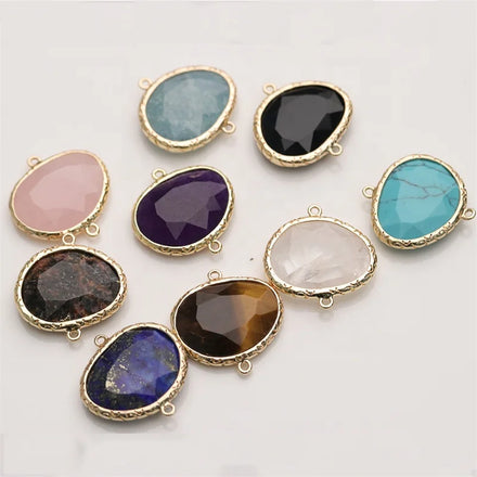 Wholesale Real Natural Crystal Stone Egg Shape Pendant tiger Eye White Jade Crystal Charm Necklace Jewelry Making