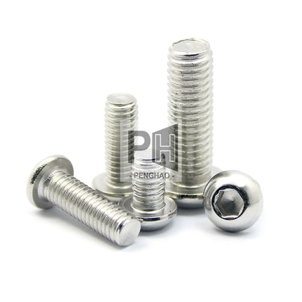 M2 M2.5 M3 M4 M5 M6 M8 Round Head Screw 304 A2-70 Stainless Steel ISO7380 Hexagon Hex Socket Pan Head Button Allen Bolt