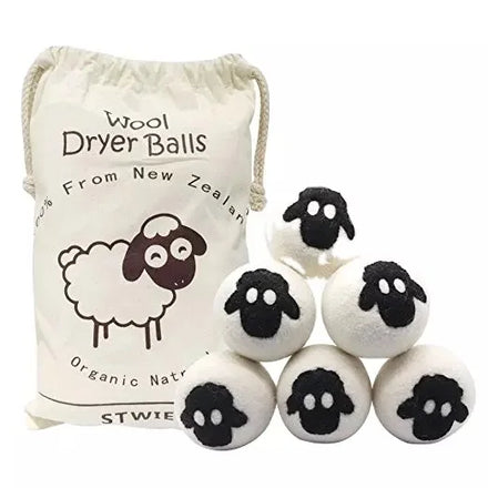 Grey White Handmade Eco Organic 100% New Zealand Wool Dryer Balls with Pattern