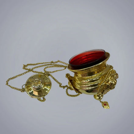 Orthodox Mass Incense Burner for Church Oil Lamp With Chain Gold Planting