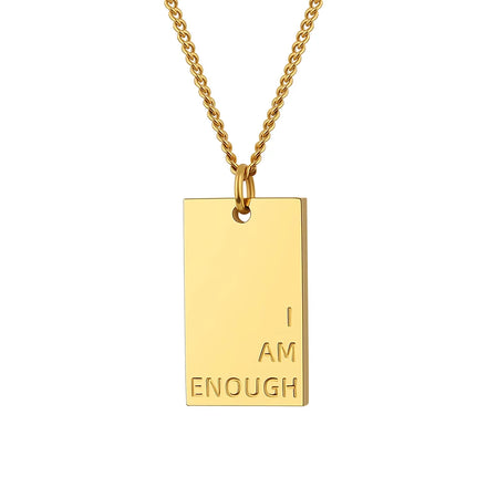 I Am Enough Necklace Inspirational Gold Bar Necklace Sentimental Gift Motivational Jewelry