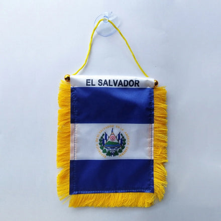 Mini Car Flags Hanging with Suction Cup El Salvador Pennants Banner for Car Decor Mini Flag in Car Decorative Flags