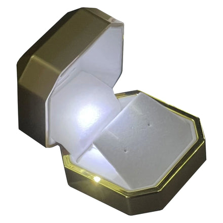 Luxury LED Octagon Ring Box with Square Pattern-Customized Logo