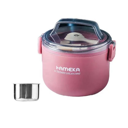 Best Selling Single Layer 304 Stainless Steel Lunch Box Handle 1-3L Capacity Microwavable Multi-color Children's Food Storage