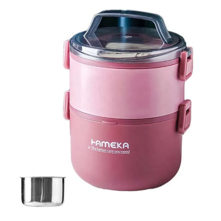 Popular 1600ml Portable Food Insulation Container Double Layer Round 304 Stainless Steel Lunch Box School Children's Lunch Box