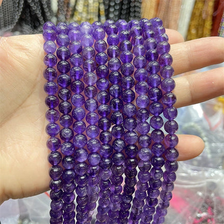Wholesale 4 6 8 10 12mm Natural Stone Beads Amethyst Clear Quartz Rose Quartz Citrine Loose Beads for Bracelet Jewelry Diy