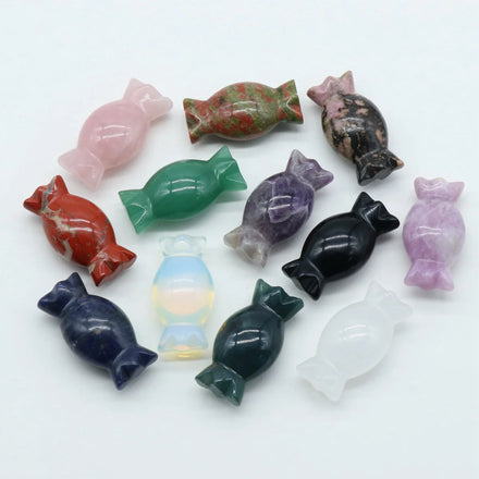 Natural Stone Carving Festival Candy Gift Gemstone Agate Ornaments Folk Arts Healing Energy for Decorate