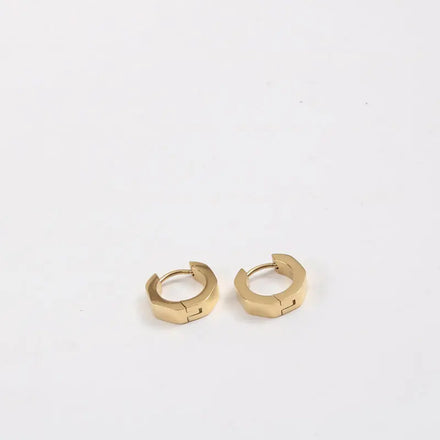Fenny 18K PVD Plated Dainty Geometric Hexagon Huggie Earring Ready to Ship Wholesale Stainless Steel Ladies Jewelry