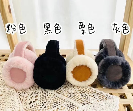 Unisex Classical Plush Furry Ear Cover Real Australian Sheepskin Fur Earmuffs Soft Warm Winter Outdoors Ear Muffs for New Year