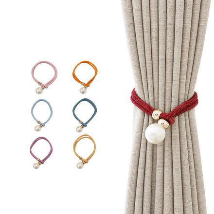 Home Furniture Decorative Pearl Curtain Tiebacks Buckle Rope Binding Holdbacks Convenient Drape Tie Backs Brown for Curtains
