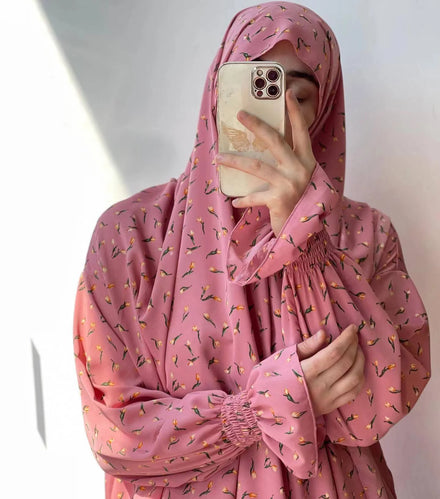 Loriya New Design Abaya Manufacturer Flower Printing Prayer Abaya Muslim Women One Piece Jilbab Abaya Muslim Dress