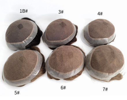 Elegant Australian Base Fine Swiss Lace PU Thin Skin Natural Human Hair Replacement Men Hairpiece Toupee With Factory Price