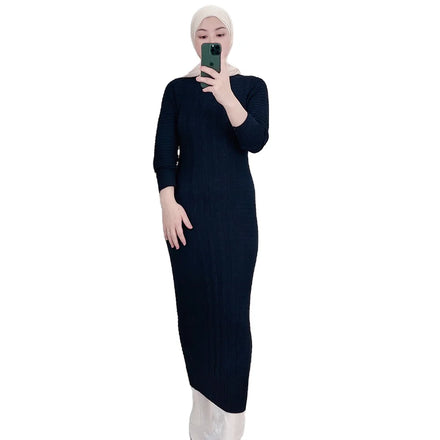 2023 New Winter Sweater Islamic Knit Long Tunic Dress Dubai Abaya Turkey Kaftan Women Ladies Robe for Muslim