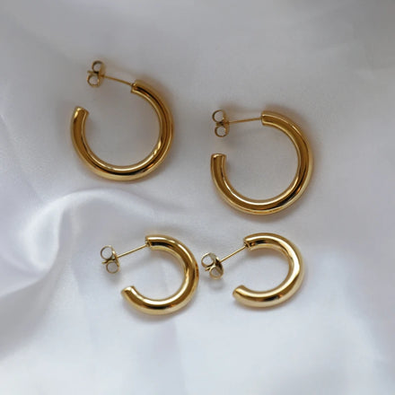 Fenny No Fade Permanent Smooth C-shaped Hoop Earring Designer Classic Jewelry Wholesale Stainless Steel Ladies Jewelry
