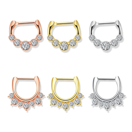 Simple Exotic Stainless Steel Nose Ring Stud Initial Double Hoop with Nipples Belly Tongue Flower for Men and Women