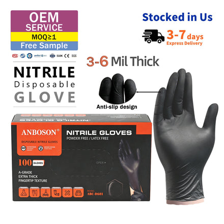 6Mil Science Disposable Products Touchscreen Tattoo Black Nitrile Washing Glove Guantes De Nitrilo Negro