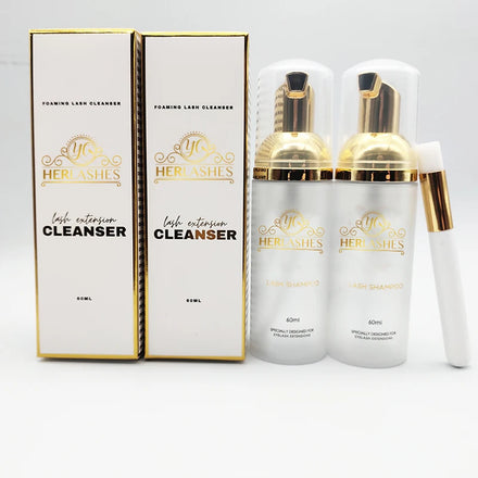 Low MOQ Non-stimulating logo Eyelash Cleanser Liquid Gallon Lash Shampoo With Long Brush