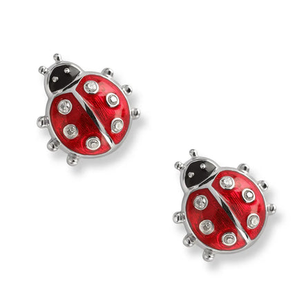 Creative Pure 925 Sterling Silver Cute Fashion Insects Ladybug Beetles Shaped Stud Earring for Women Girls Gifts