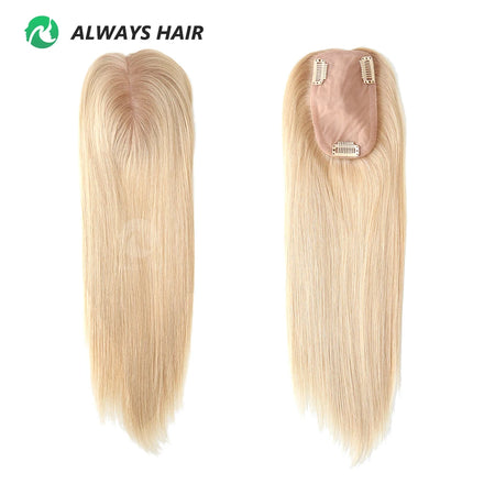 613 Blonde Silk Base Closure Remy Chinese Hair Top Hair Toppers for Women Three Clip on Straight
