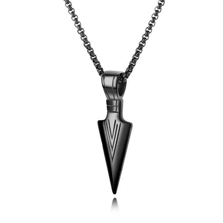 Unique Cool Design HIP Hot Selling Stainless Steel Silver Gold Black Arrow Heard Pendant Necklace Men Jewelry