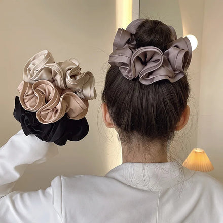 New Design Large Hair Scrunchies Fashion Bud Hair Loop Ins Satin Headband Women's Simple Temperament Hair Rope