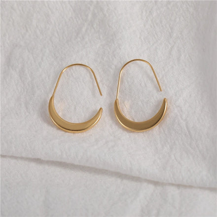 Fenny Tarnish Free Cute 20mm Oval Artstic Crescent Large Hoop Earring for Women Trendy Wholesale Stainless Steel Ladies Jewelry