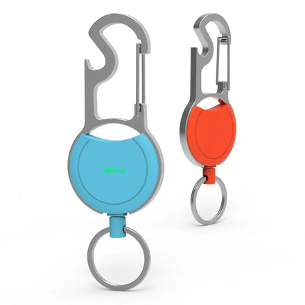 Multi-Functional Promotional Carabiner Keychain Retractable Ski Badge Reel & ID Card Holder Bottle Opener for Outdoor Sports