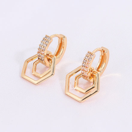 New Women's Designer Earrings Statement: American and European Fashion Jewelry Zircon Earrings Diamond Mesh Women's Earrings