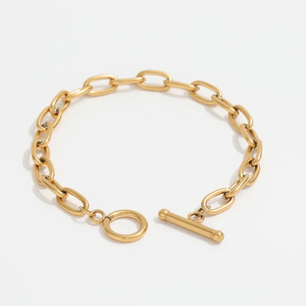 Fenny 18K PVD Plated Chunky Popular Link Chain Toggle Bracelet Charm for Women Stainless Steel Jewelry Wholesale