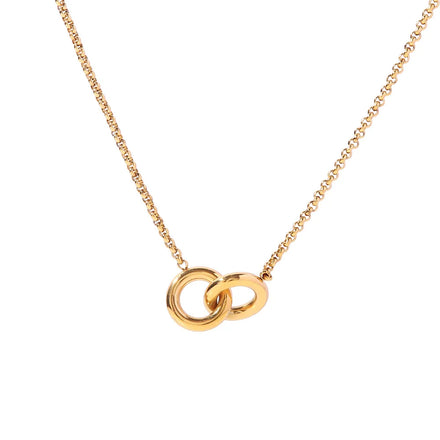 New Stainless Steel 18K Gold Plated Double Circles Connection Interlocking Circle Necklace