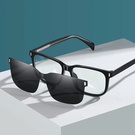 Magnetic Clip on Sunglasses Polarized and Anti Blue Light Glasses TAC Polarizing Sun Shades Eyeglasses Frame Sun Glasses