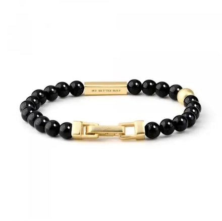 Inspire Stainless Steel Jewelry 2023 Fashion Non Tarnished 18K Gold Stainless Steel bar Bracelet With Natural Beads Men