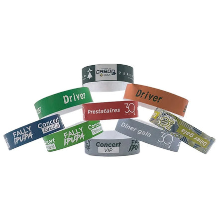 Custom Logo Cheap Event 1'' & 3/4'' Solid Color Digital Printing Waterproof Tyvek & Paper Wrist Bands & Bracelets