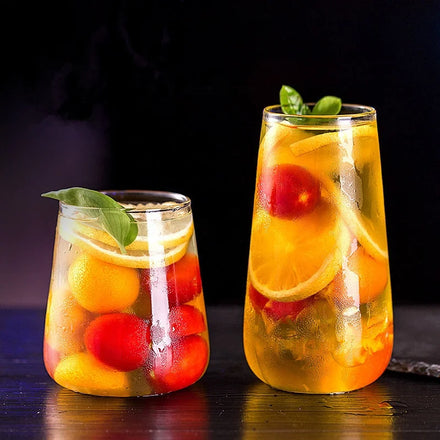 Large Capacity Home Bar Party Transparent High Borosilicate Glass Pot Belly Water Drop Drinking Milk Coffee Juice Water Glass