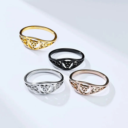 Zhongzhe Jewelry Hollow Ring Designs Stainless Steel Promise Pinky Ring Trendy Best Friend Gift for Women Men